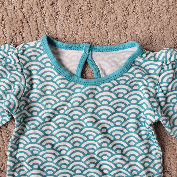 Baby Girl’s Long Sleeve Shirt – KicKee Pants–Teal & White-Size 0–3 Months-NWT - Picture 6 of 8